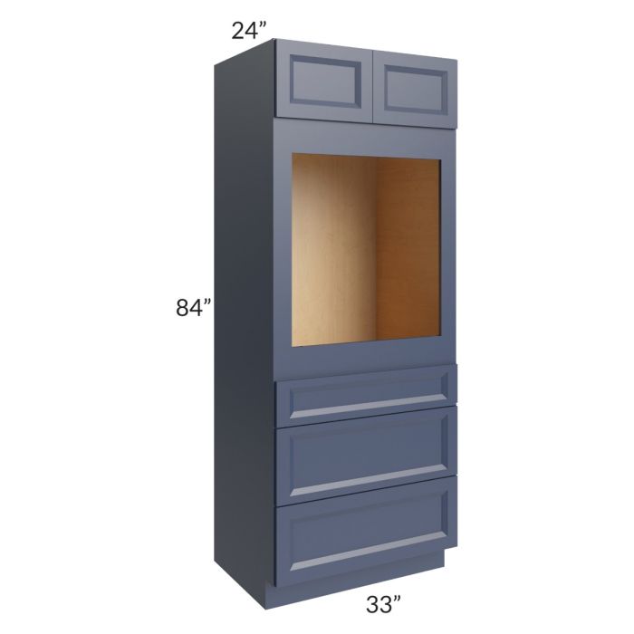 RTA Bayville Blue 33" x 84" Universal Oven Cabinet with 1 Decorative End Panel