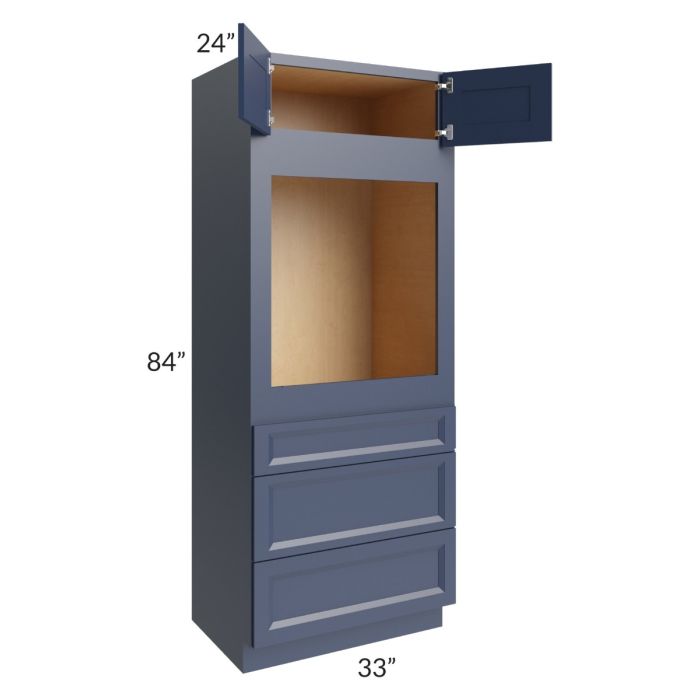 RTA Bayville Blue 33" x 84" Universal Oven Cabinet with 1 Decorative End Panel