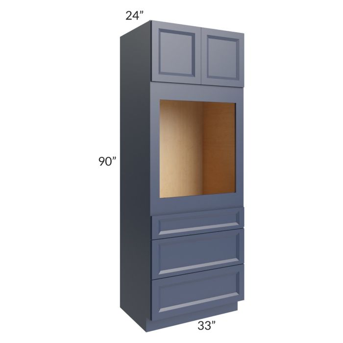RTA Bayville Blue 33" x 90" Universal Oven Cabinet with 1 Decorative End Panel