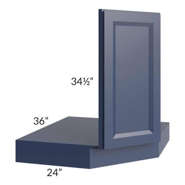 RTA Bayville Blue 36" Corner Sink Base Front and Floor