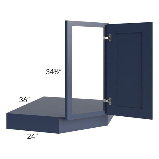 RTA Bayville Blue 36" Corner Sink Base Front and Floor