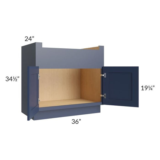 RTA Bayville Blue 36" Farm Sink Base Cabinet with 1 Decorative End Panel