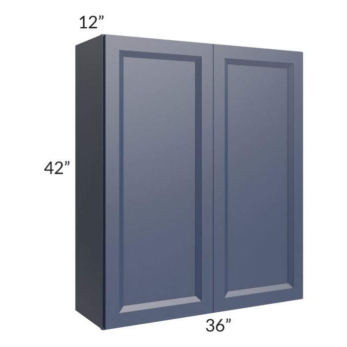 RTA Bayville Blue 36" x 42" Wall Cabinet with 1 Decorative End Panel
