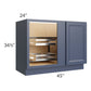 RTA Bayville Blue 45" Full Height Door Blind Corner Base Cabinet with Pullout (Door on Left, Hinged on Right)