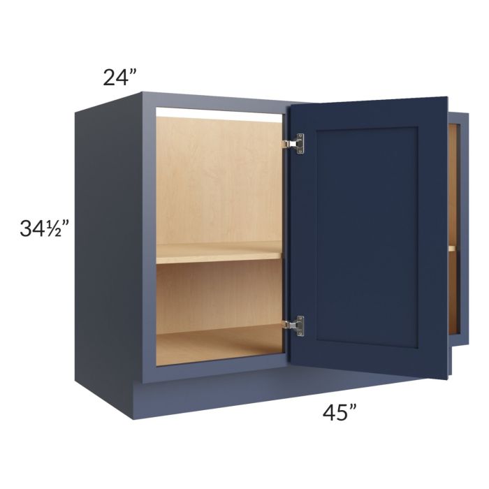 RTA Bayville Blue 45" Full Height Door Blind Corner Base Cabinet