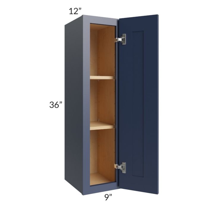 RTA Bayville Blue 9" x 36" Wall Cabinet with 1 Decorative End Panel