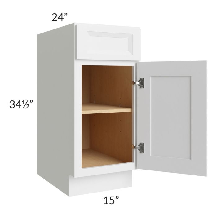 RTA Bayville White 15" Base Cabinet with 2 Decorative End Panels and 2 Roll Out Trays