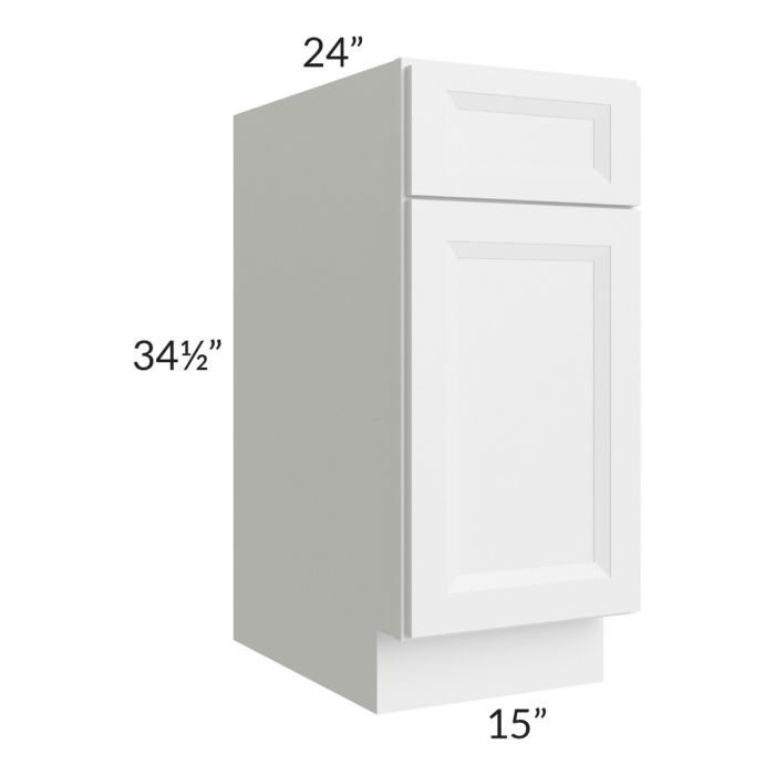 RTA Bayville White 15" Base Cabinet with1 Decorative End Panel and 1 Roll Out tray