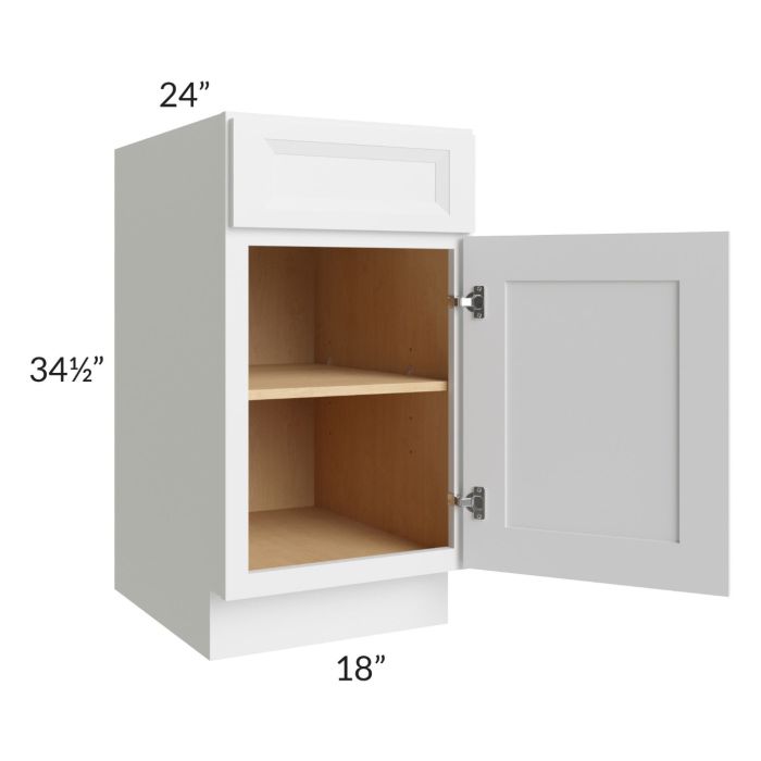 RTA Bayville White 18" Base Cabinet with 2 Roll Out Trays
