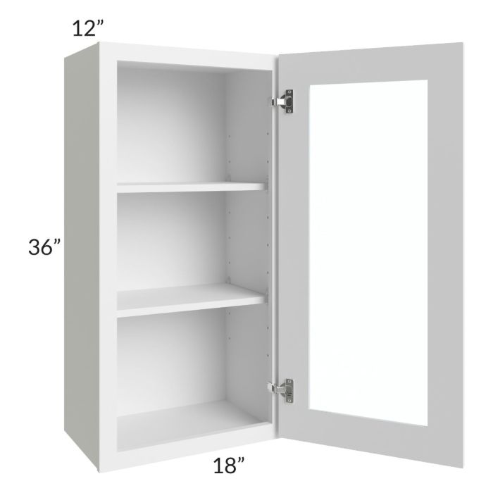 RTA Bayville White 18" x 36" Wall Glass Door Cabinet with 1 Decorative End Panel