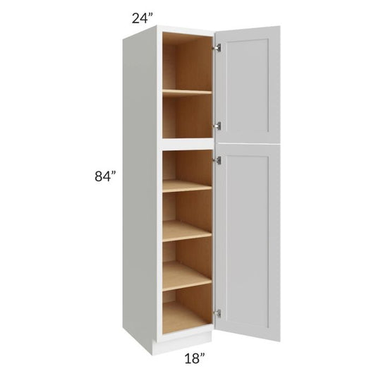 RTA Bayville White 18" x 84" Wall Pantry Cabinet with 1 Decorative End Panel and 1 Roll Out Tray