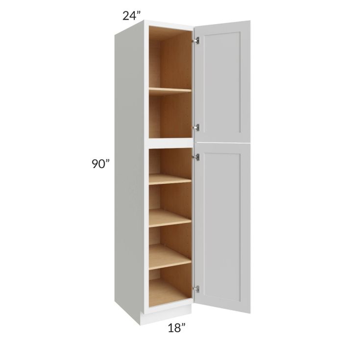 RTA Bayville White 18" x 90" Wall Pantry Cabinet with 1 Decorative End Panel and 4 Roll Out Trays