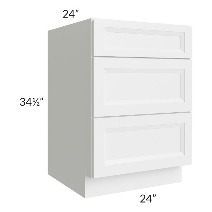 RTA Bayville White 24" 3-Drawer Base Cabinet