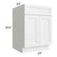 RTA Bayville White 24" Base Cabinet with 2 Roll Out Trays