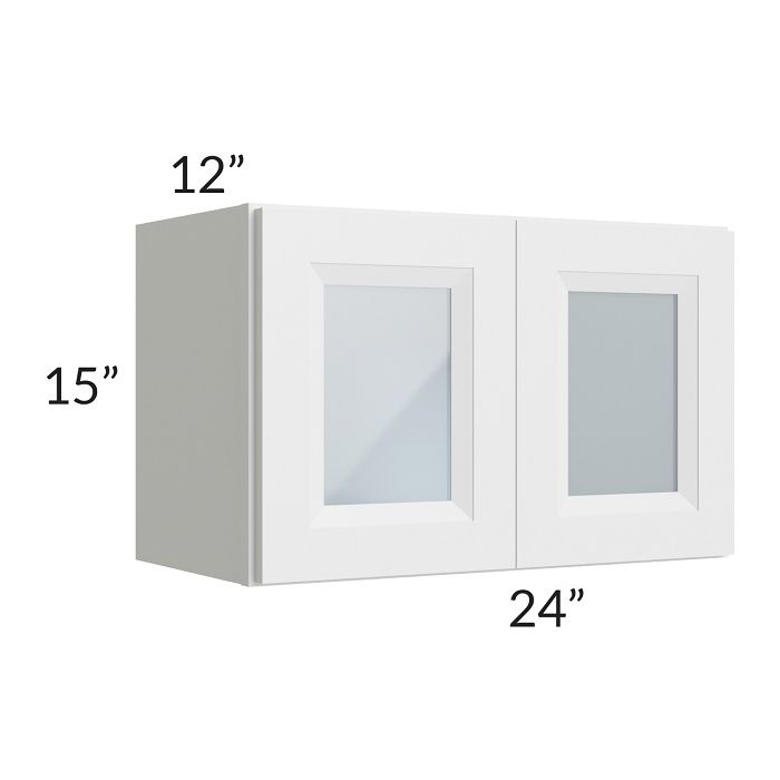 RTA Bayville White 24" x 15" Wall Glass Door Cabinet