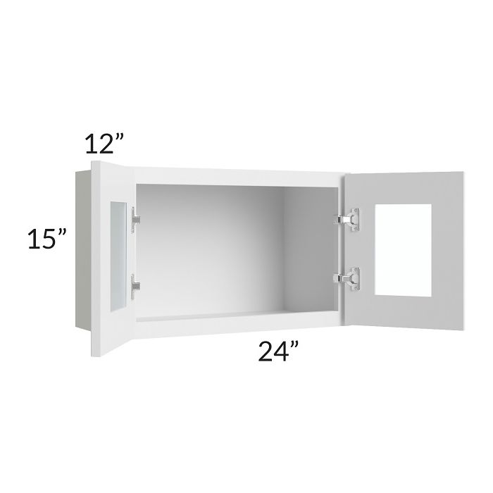 RTA Bayville White 24" x 15" Wall Glass Door Cabinet