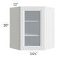 RTA Bayville White 24" x 30" Diagonal Corner Wall Glass Door Cabinet with 2 Decorative End Panels