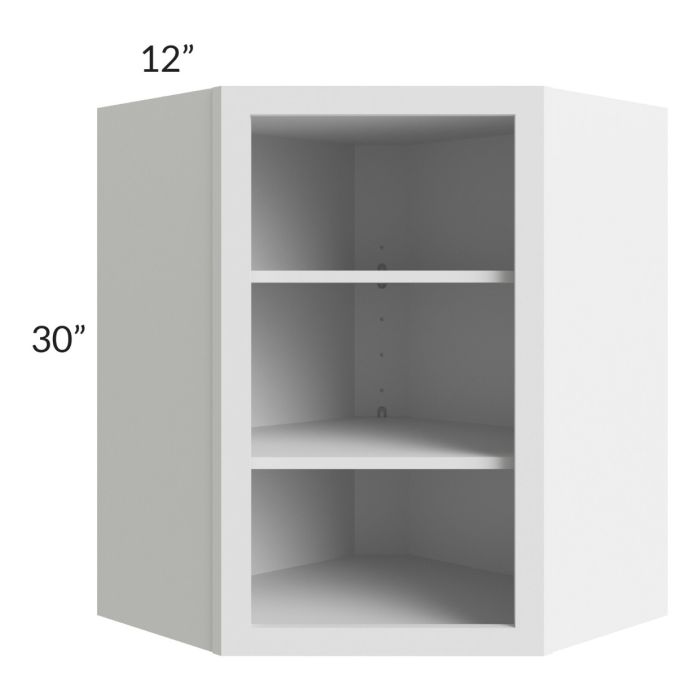 RTA Bayville White 24" x 30" Wall Diagonal Corner Open Cabinet