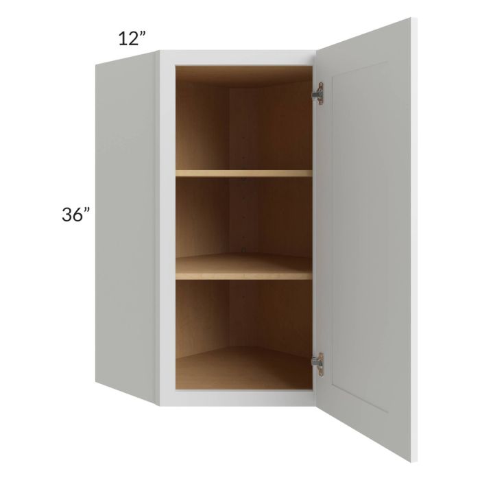 RTA Bayville White 24" x 36" Diagonal Corner Wall Cabinet with 2 Decorative End Panels