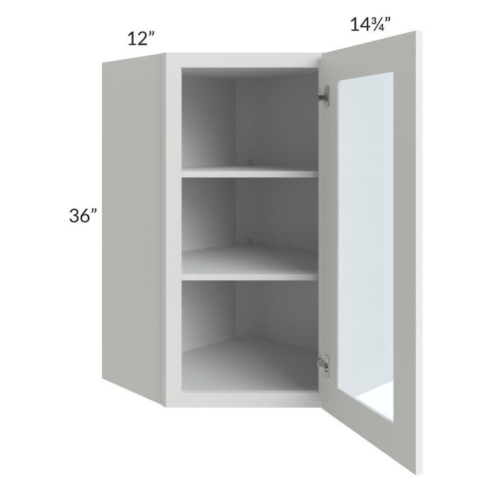 RTA Bayville White 24" x 36" Diagonal Corner Wall Glass Door Cabinet