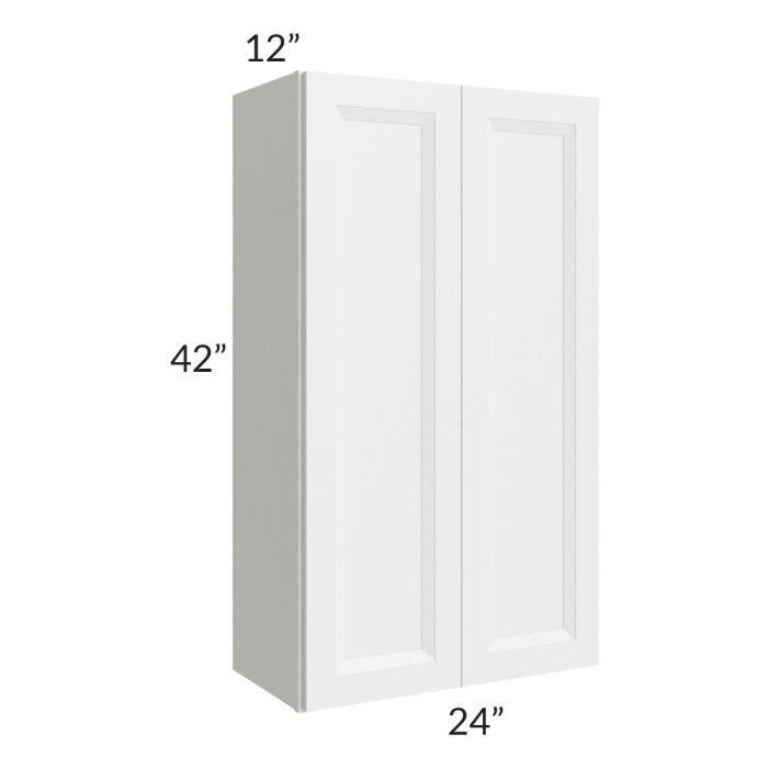 RTA Bayville White 24" x 42" Wall Cabinet with 2 Decorative End Panels