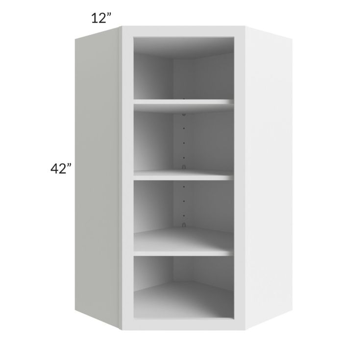 RTA Bayville White 24" x 42" Wall Diagonal Corner Open Cabinet with 1 Decorative End Panel
