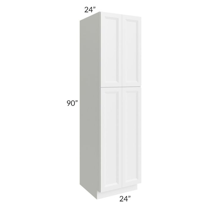 RTA Bayville White 24" x 90" Wall Pantry Cabinet with 1 Decorative End Panel and 4 Roll Out Trays