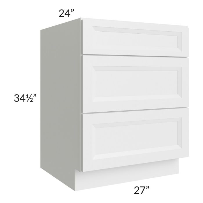 RTA Bayville White 27" 3-Drawer Base Cabinet