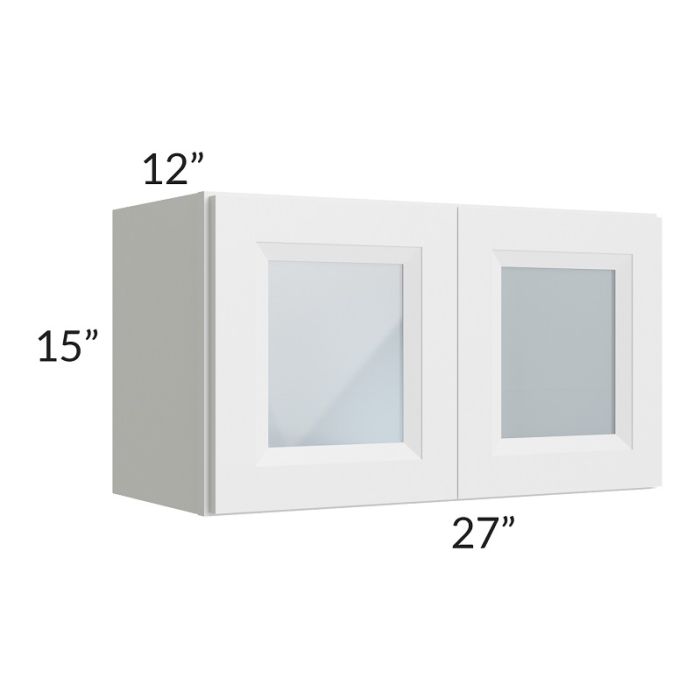 RTA Bayville White 27" x 15" Wall Glass Door Cabinet