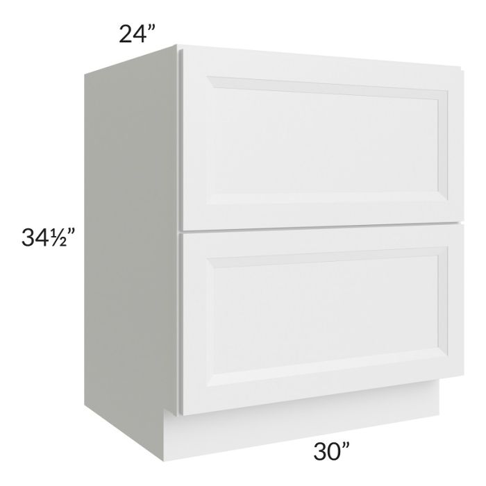 RTA Bayville White 30" 2-Drawer Base Cabinet