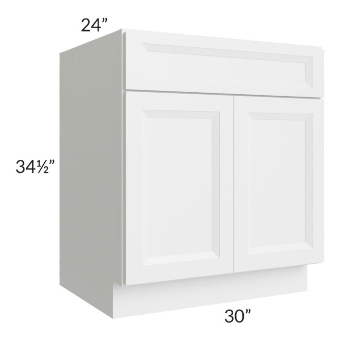 RTA Bayville White 30" Sink Base Cabinet with 1 Decorative End Panel