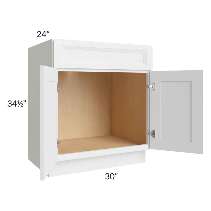 RTA Bayville White 30" Sink Base Cabinet with 1 Decorative End Panel