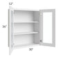 RTA Bayville White 30" x 36" Wall Glass Door Cabinet