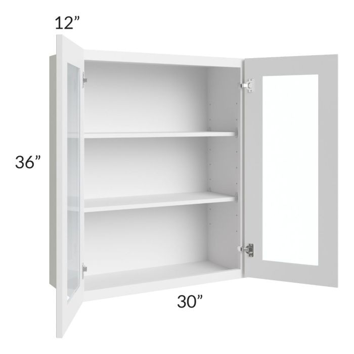 RTA Bayville White 30" x 36" Wall Glass Door Cabinet