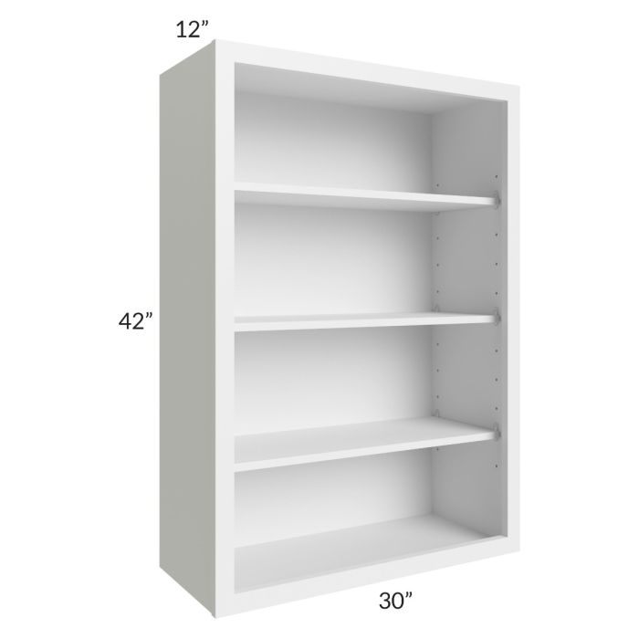 RTA Bayville White 30" x 42" Wall Open Cabinet with 2 Decorative End Panels