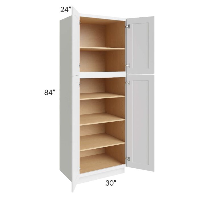 RTA Bayville White 30" x 84" Wall Pantry Cabinet with 1 Decorative End Panel