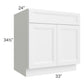 RTA Bayville White 33" Base Cabinet with 2 Decorative End Panels
