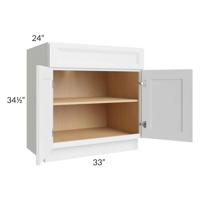 RTA Bayville White 33" Base Cabinet with 2 Decorative End Panels