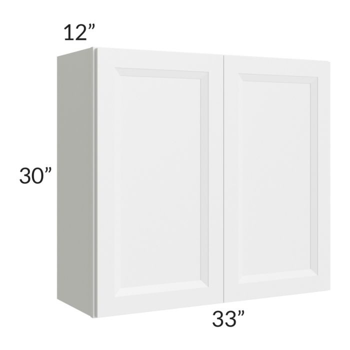 RTA Bayville White 33" x 30" Wall Cabinet with 1 Decorative End Panel