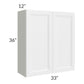 RTA Bayville White 33" x 36" Wall Cabinet with 2 Decorative End Panels
