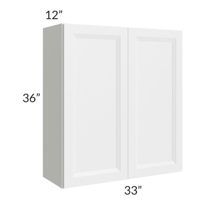 RTA Bayville White 33" x 36" Wall Cabinet with 2 Decorative End Panels