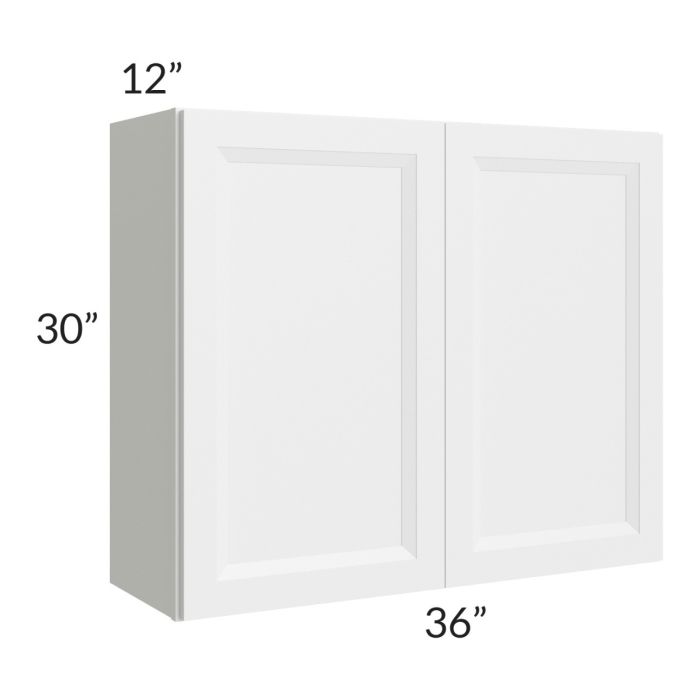 RTA Bayville White 36" x 30" Wall Cabinet with 2 Decorative End Panels