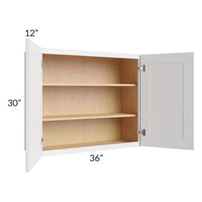 RTA Bayville White 36" x 30" Wall Cabinet with 2 Decorative End Panels