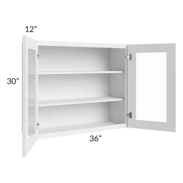 RTA Bayville White 36" x 30" Wall Glass Door Cabinet