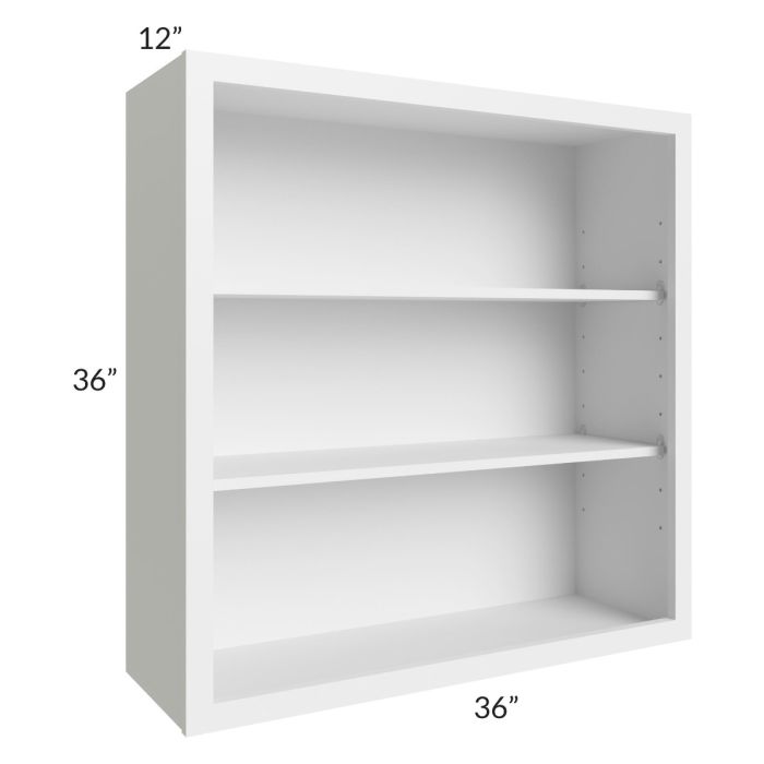 RTA Bayville White 36" x 36" Wall Open Cabinet with 2 Decorative End Panels