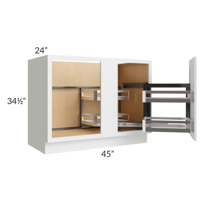 RTA Bayville White 45" Full Height Door Blind Corner Base Cabinet with Pullout
