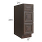 RTA Biscotti Cafe Glazed 12" 3-Drawer Base Cabinet