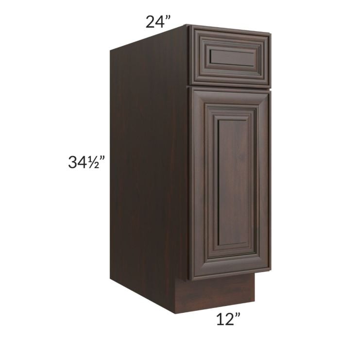 RTA Biscotti Cafe Glazed 12" Base Cabinet - Right Hinged with 1 Decorative End Panel