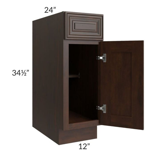 RTA Biscotti Cafe Glazed 12" Base Cabinet - Right Hinged with 2 Decorative End Panels