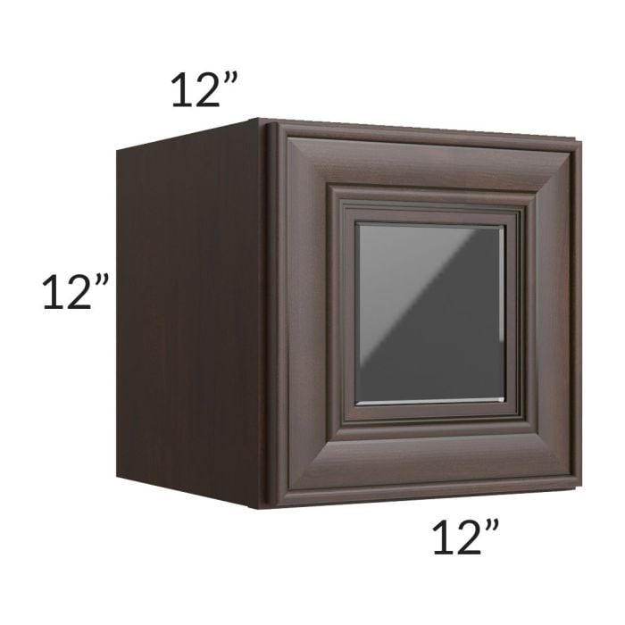 RTA Biscotti Cafe Glazed 12" x 12" Decorative Wall Cabinet with Beveled Glass